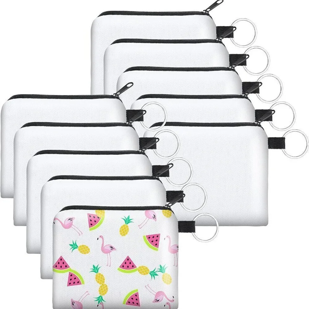 10 Pieces Sublimation Coin Purse DIY Blank Makeup Bags Bulk Cosmetic Pouch Small